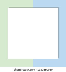 Empty picture frame mock up. Minimalism template flat lay out. Colorful paper background. Empty place for text, design your idea, quotes and sayings