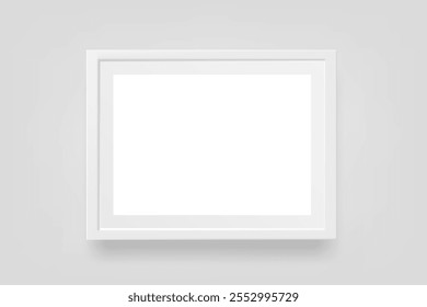 Empty picture frame on the sall. 3d vector mockup