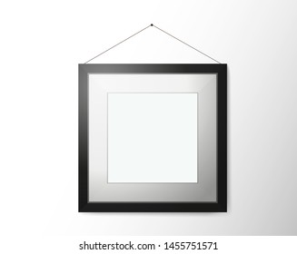 empty picture frame with shadow on wall vector illustration