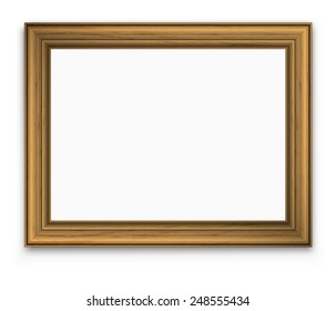 Empty Picture Gold Vintage Frame With  Transparent Shadow, Vector