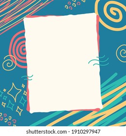 Empty pieces of papers with a colorful background, ready for your message. Vector illustration.
