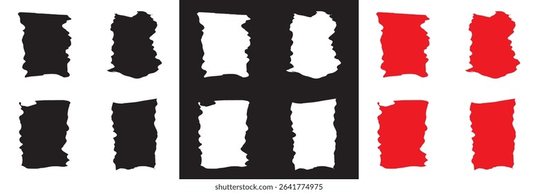 Empty pieces of ripped teared sheets with jagged edges.  Scraps of torn paper vector. Vector for websites, mobile interfaces, presentations, banner, visual branding etc. Vector illustration. EPS 10