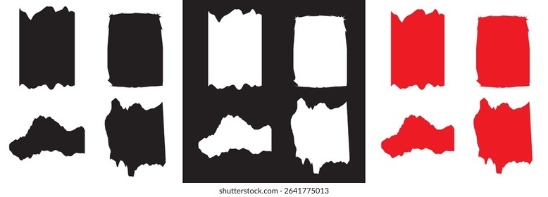 Empty pieces of ripped teared sheets with jagged edges.  Scraps of torn paper vector. Vector for websites, mobile interfaces, presentations, banner, visual branding etc. Vector illustration. EPS 10