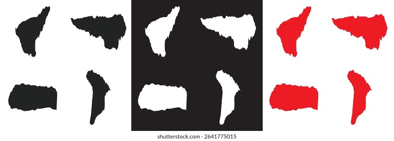 Empty pieces of ripped teared sheets with jagged edges.  Scraps of torn paper vector. Vector for websites, mobile interfaces, presentations, banner, visual branding etc. Vector illustration. EPS 10