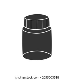 Empty Pill Container Icon Silhouette Illustration. Medicine Vector Graphic Pictogram Symbol Clip Art. Doodle Sketch Black Sign.