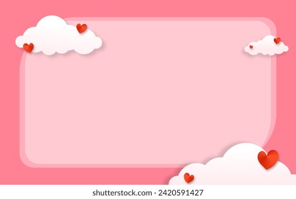 empty pink background with clouds on either side