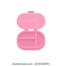 Empty Pink Bento Lunchbox with Compartments on White Background Vector Illustration