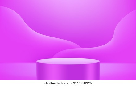 Mofa interior rosa vacía con cilindro. Plantilla de diseño. Ilustración del vector 3d

