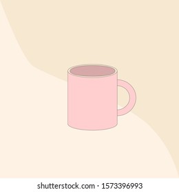 Empty pink mug with color background