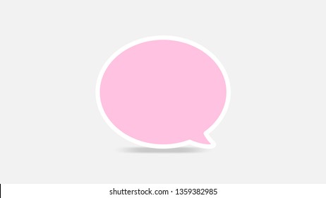 empty pink speech bubbles single for ad, comic speech bubbles doodle or sticker dialog, price tag balloon speech single, bubbles speech on grey background for banner advertising sale copy space