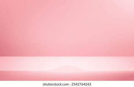 Fundo de estúdio rosa vazio. Iluminação de estúdio rosa. Espaço para a venda de produtos no site. Vetor de fundo 3d. Ilustração vetorial.