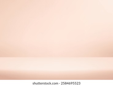 Empty pink studio background. Empty Room Studio with table. Space for selling products, backdrop, wallpaper, background, text. Gradient table. Vector illustration.