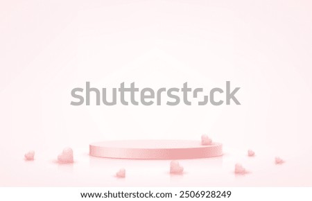 Empty pink studio room background. Pink background vector 3d with podium. Valentine 3D background. Space for selling products on the website. Vector illustration.