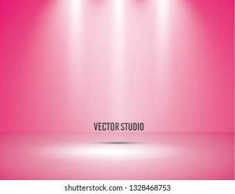 Empty pink studio room, light detector, used as background for display your products - Vector