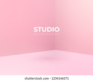 Empty pink studio room, used as background for display your products - Vector