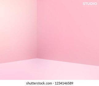 Empty pink studio room, used as background for display your products - Vector