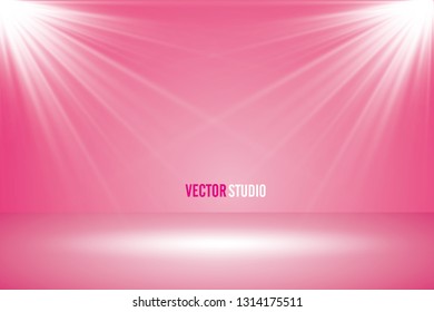 Empty pink studio room, used as background for display your products - Vector