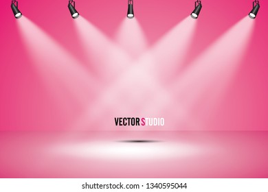 Empty pink studio room, used as background for display your products - Vector