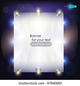 Empty placard for product advertising with lighting