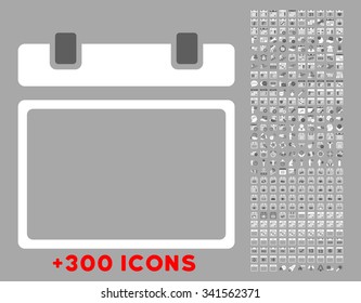 Empty Plan Date vector icon with additional 300 date and time management pictograms. Style is bicolor flat symbols, dark gray and white colors, rounded angles, silver background.