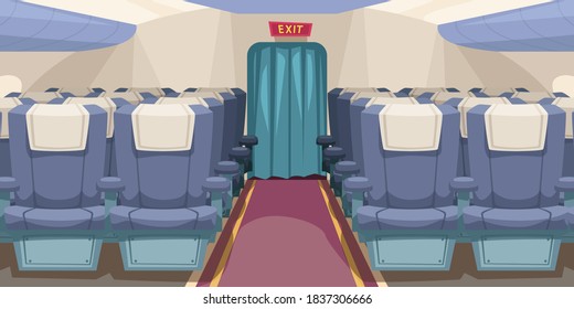 empty plane interior with aisle in middle