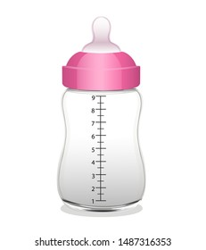 Empty plastic baby bottle. Vector illustrtion.