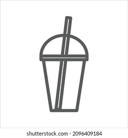 Empty Plastic Boba Bottle Simple Line Icon
