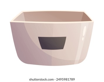 Empty plastic container or box, for decorative storage organization in home, vector isolated cartoon illustration.