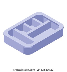 Empty plastic container with partitions is ideal for organizing kitchen utensils and keeping your drawers tidy