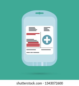 Empty plastic container for plasma and blood.