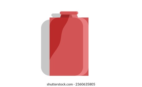 Empty plastic cup, crisper isolated on white background. Example for office supplies, accessories. Design template or mockup for graphics - web, app. Front view of red container, vase or bottle