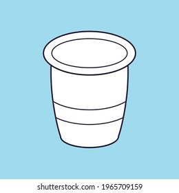 Empty plastic disposable water cup or glass cartoon line vector icon