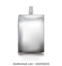 Empty plastic envelope with a lid for food or drink on a white background.