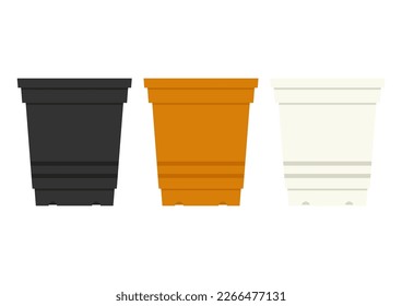 Empty plastic flower pot isolated on white background. Plastic pot vector.