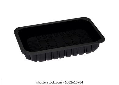 Empty plastic food container. Packaging for meat, fish, vegetables and fruit. Vector illustration.