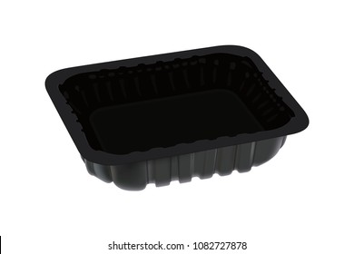 Empty plastic food container. Packaging for meat, fish, vegetables and fruit. Vector illustration.