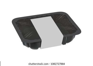 Empty plastic food container. Packaging for meat, fish, vegetables and fruit. Vector illustration.