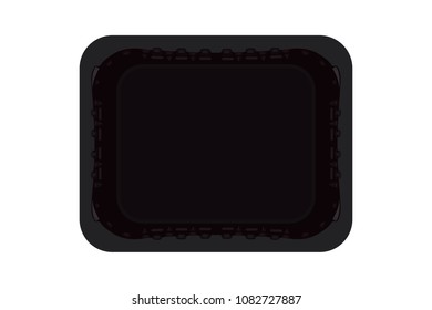 Empty plastic food container. Packaging for meat, fish, vegetables and fruit. Vector illustration.