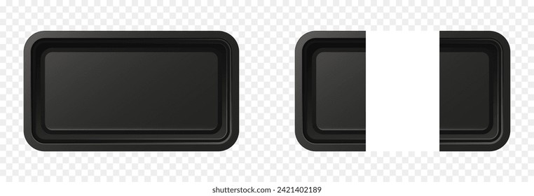 Empty plastic food container. Packaging for meat, fish, vegetables and fruit. Vector illustration.	