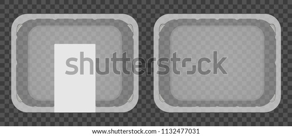 Empty plastic food container.\
Packaging for meat, fish, vegetables and fruit. Vector\
illustration.