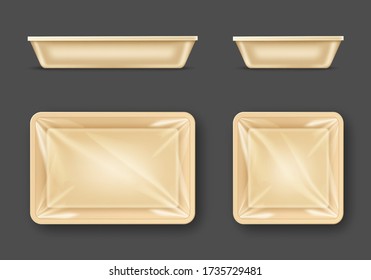 Empty plastic food containers set