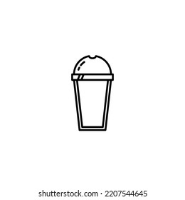 empty plastic ice glass icon on white background. simple, line, silhouette and clean style. black and white. suitable for symbol, sign, icon or logo