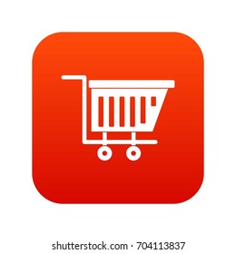 Empty plastic market trolley icon digital red for any design isolated on white vector illustration