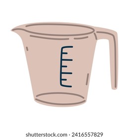 Empty Plastic Measure Cup as Cooking Utensil Vector Illustration