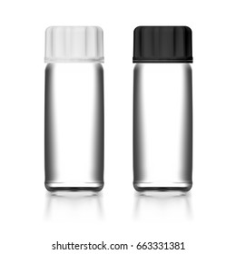 Empty Plastic Medical Bottle With White And Black Cap. EPS10 Vector