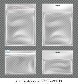 Empty plastic packaging collection of realistic on the transparent background.