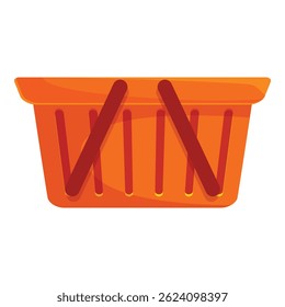 Cesta de compras de plástico vazia em pé, conceito de varejo e comércio