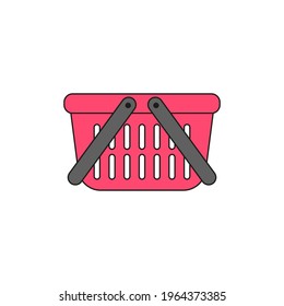 Empty plastic shopping basket, supermarket basket for groceries.