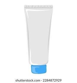 Empty plastic tube with cap for cosmetics, body cream, skin care, gel, lotion, toothpaste. Beauty skincare product. Hand drawn vector illustration
