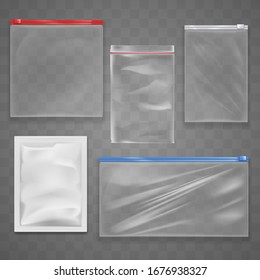 Empty plastic zip bags set